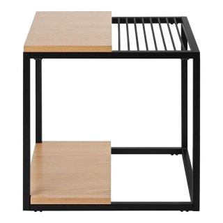 STOLIK KAWOWY ŁAWA LOFT FABRIK, DĄB, CZARNY, DO SALONU, Z PÓŁKĄ, GAZETNIK
