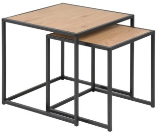 STOLIK KAWOWY ZESTAW NEXUS, OKRĄGŁY, DĄB, CZARNY, LOFT, DO SALONU, LAWA