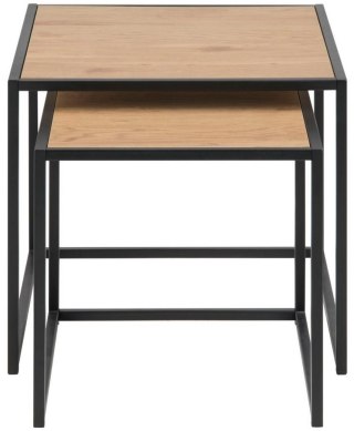 STOLIK KAWOWY ZESTAW NEXUS, OKRĄGŁY, DĄB, CZARNY, LOFT, DO SALONU, LAWA