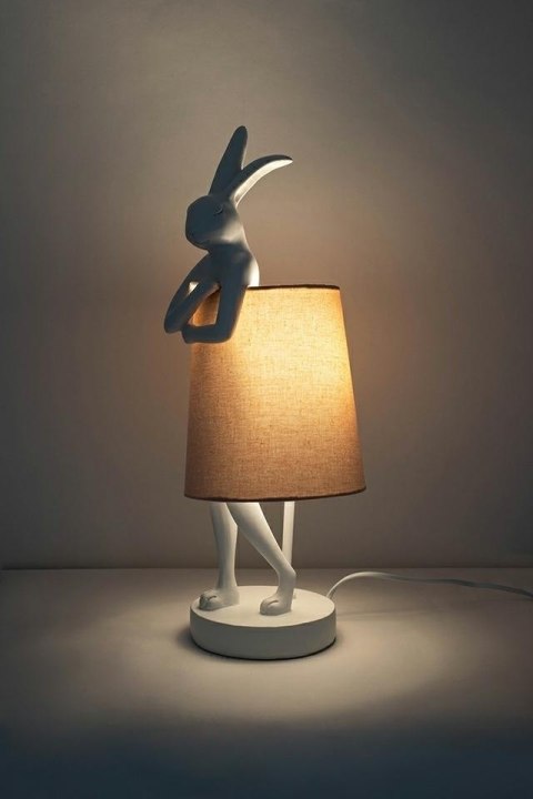LAMPA STOŁOWA KARE DESIGN ELEGANS, KRÓLIK, BIAŁA, RÓŻOWA, NOCNA, OZDOBNA