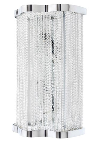 KINKIET ONDINA, ŚCIENNY, ŁAŃCUSZKI, GLAMOUR, 2XE14, FALISTY, 38CM, SALON