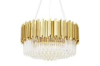 LAMPA WISZĄCA LUMINOSA GOLD 60, ZŁOTA, KRYSZTAŁKI, GLAMOUR, DO SALONU