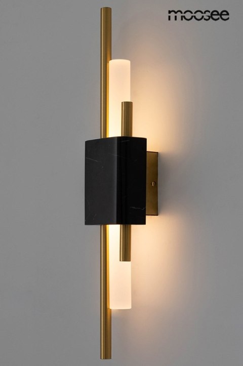 KINKIET LAMPA ŚCIENNA MOOSEE AURELIA, CZARNA, ZŁOTA, NATURALNY MARMUR, LED
