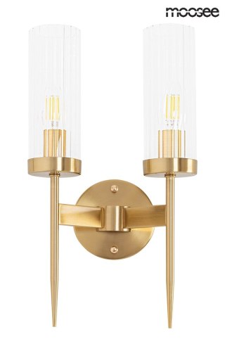 KINKIET LAMPA ŚCIENNA LUMINA, ZŁOTA, GLAMOUR, KRYSZTAŁ, POCHODNIA, 2XE14