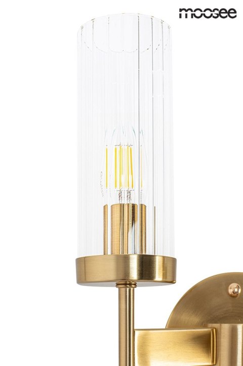 KINKIET LAMPA ŚCIENNA LUMINA, ZŁOTA, GLAMOUR, KRYSZTAŁ, POCHODNIA, 2XE14