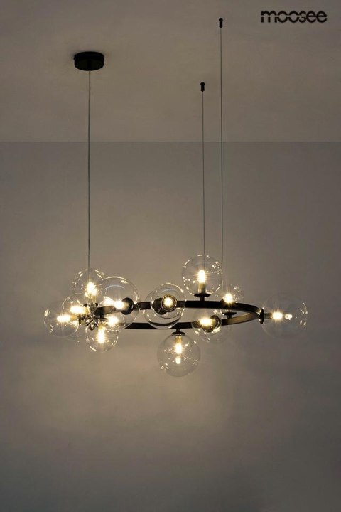 LAMPA WISZĄCA AURAE MOOSEE, CZARNA, NOWOCZESNA, DESIGN, SALON, LOFT, 85CM