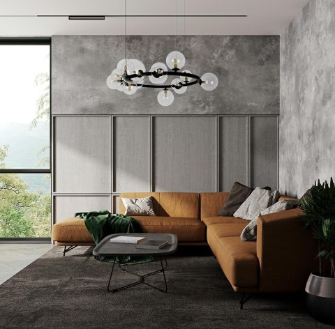 LAMPA WISZĄCA AURAE MOOSEE, CZARNA, NOWOCZESNA, DESIGN, SALON, LOFT, 85CM