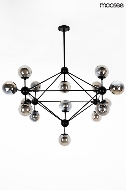 LAMPA WISZĄCA NEBULOSA MOOSEE, 15X E27, CZARNA, DYMIONE KLOSZE, SALON, LOFT