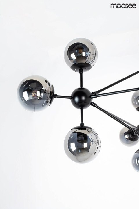 LAMPA WISZĄCA NEBULOSA MOOSEE, 15X E27, CZARNA, DYMIONE KLOSZE, SALON, LOFT