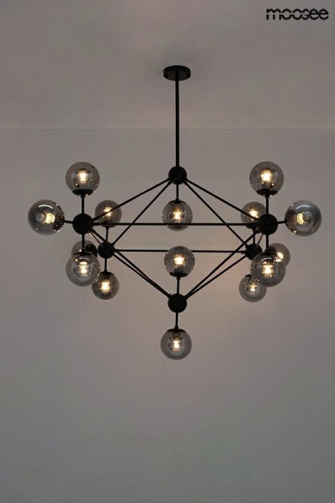 LAMPA WISZĄCA NEBULOSA MOOSEE, 15X E27, CZARNA, DYMIONE KLOSZE, SALON, LOFT