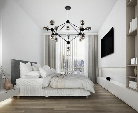 LAMPA WISZĄCA NEBULOSA MOOSEE, 15X E27, CZARNA, DYMIONE KLOSZE, SALON, LOFT