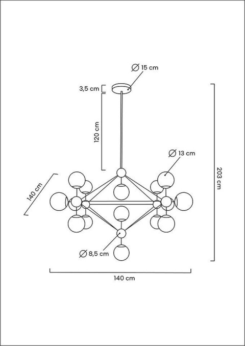 LAMPA WISZĄCA NEBULOSA MOOSEE, 15X E27, CZARNA, DYMIONE KLOSZE, SALON, LOFT