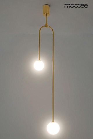 LAMPA WISZĄCA LUMINAR ZŁOTA MOOSEE, SZKLANE KULE MLECZNE, G9, NOWOCZESNA