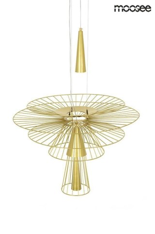 LAMPA WISZĄCA MOOSEE STILETTA ZŁOTA, GLAMOUR, METALOWA, DO SALONU, 60 CM