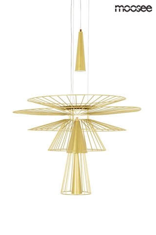 LAMPA WISZĄCA MOOSEE STILETTA ZŁOTA, GLAMOUR, METALOWA, DO SALONU, 60 CM