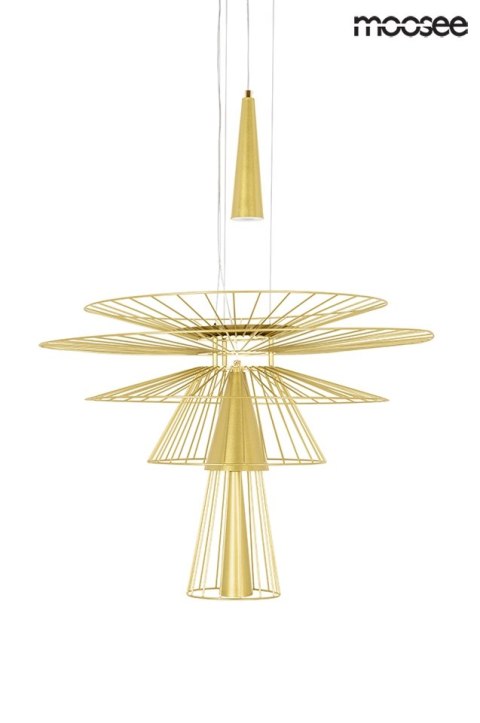LAMPA WISZĄCA MOOSEE STILETTA ZŁOTA, GLAMOUR, METALOWA, DO SALONU, 60 CM