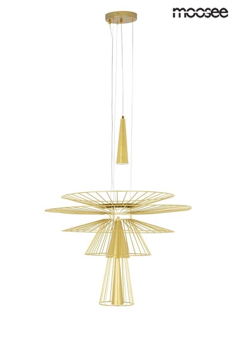 LAMPA WISZĄCA MOOSEE STILETTA ZŁOTA, GLAMOUR, METALOWA, DO SALONU, 60 CM