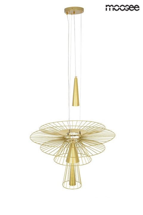 LAMPA WISZĄCA MOOSEE STILETTA ZŁOTA, GLAMOUR, METALOWA, DO SALONU, 60 CM