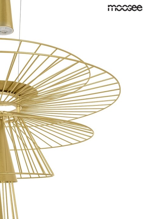 LAMPA WISZĄCA MOOSEE STILETTA ZŁOTA, GLAMOUR, METALOWA, DO SALONU, 60 CM