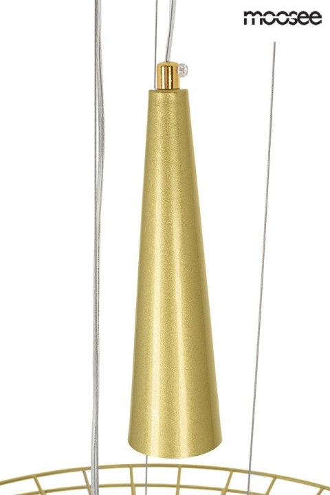 LAMPA WISZĄCA MOOSEE STILETTA ZŁOTA, GLAMOUR, METALOWA, DO SALONU, 60 CM