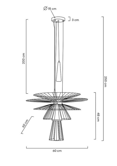 LAMPA WISZĄCA MOOSEE STILETTA ZŁOTA, GLAMOUR, METALOWA, DO SALONU, 60 CM