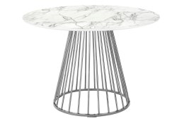 OKRĄGŁY STÓŁ, BIAŁY MARMUR, METALOWA PODSTAWA, GLAMOUR, DO SALONU, 110 CM