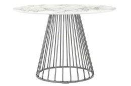 OKRĄGŁY STÓŁ, BIAŁY MARMUR, METALOWA PODSTAWA, GLAMOUR, DO SALONU, 110 CM