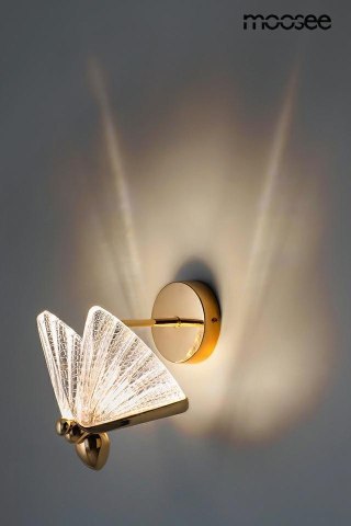 LAMPA ŚCIENNA KINKIET AURELIA, ZŁOTA, KRYSZTAŁOWA, LED, MOOSEE, MOTYL