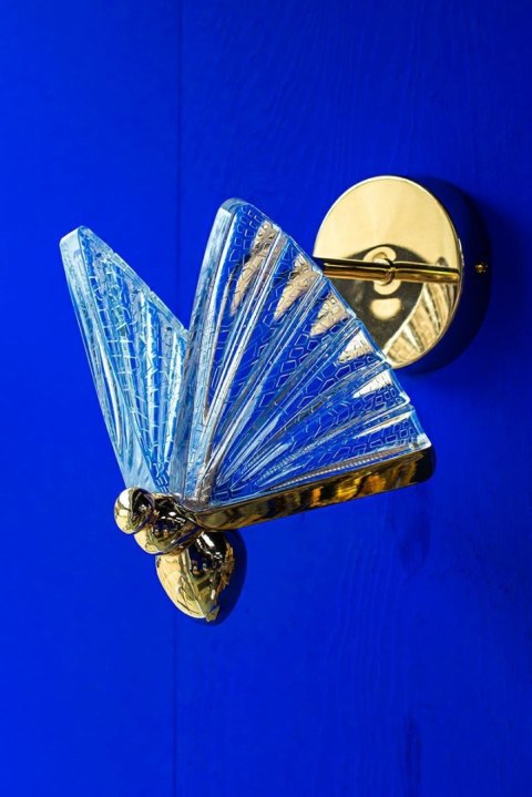 LAMPA ŚCIENNA KINKIET AURELIA, ZŁOTA, KRYSZTAŁOWA, LED, MOOSEE, MOTYL