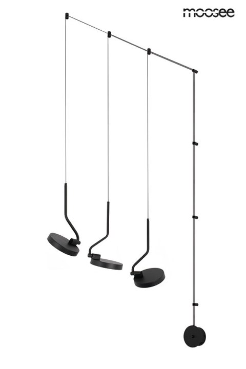 LAMPA ŚCIENNA KINKIET LUMENA CZARNA MOOSEE, LED 30W, 3 KLOSZE, OBROTOWA