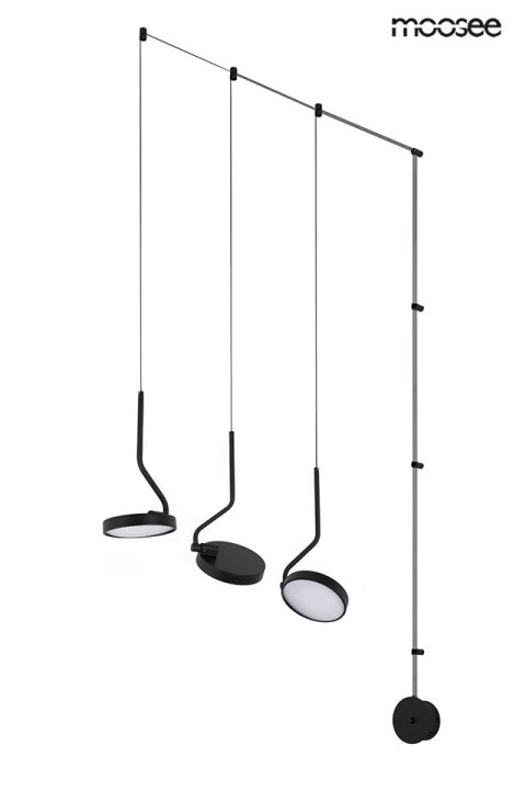 LAMPA ŚCIENNA KINKIET LUMENA CZARNA MOOSEE, LED 30W, 3 KLOSZE, OBROTOWA