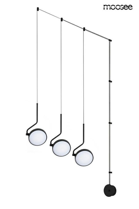 LAMPA ŚCIENNA KINKIET LUMENA CZARNA MOOSEE, LED 30W, 3 KLOSZE, OBROTOWA