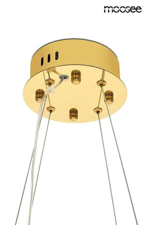 LAMPA WISZĄCA AURELIA, ZŁOTA, KRYSZTAŁOWA, 80CM, LED, GLAMOUR, DO SALONU