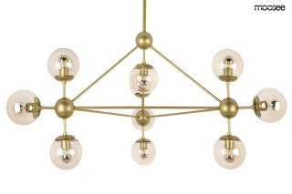 LAMPA WISZĄCA AURELIA MOOSEE, ZŁOTA, 10X E27, SZKŁO BURSZTYNOWE, SALON