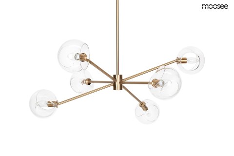 LAMPA WISZĄCA MOOSEE AURELIA ZŁOTA, SZKLANA, 6xE14, NOWOCZESNA, DO SALONU