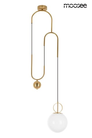 LAMPA WISZĄCA AURATO, MOOSEE, ZŁOTA, MLECZNE SZKŁO, E27, NOWOCZESNA, LOFT
