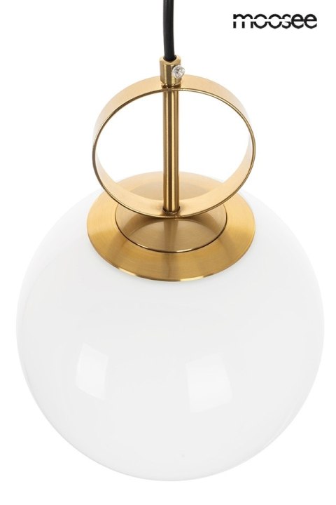LAMPA WISZĄCA AURATO, MOOSEE, ZŁOTA, MLECZNE SZKŁO, E27, NOWOCZESNA, LOFT