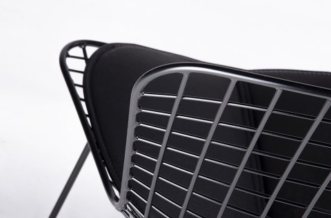 METALOWE CZARNE KRZESŁO LOFT, INDUSTRIALNE, KRATA, Z PODUSZKĄ, DO SALONU