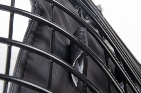 METALOWE CZARNE KRZESŁO LOFT, INDUSTRIALNE, KRATA, Z PODUSZKĄ, DO SALONU