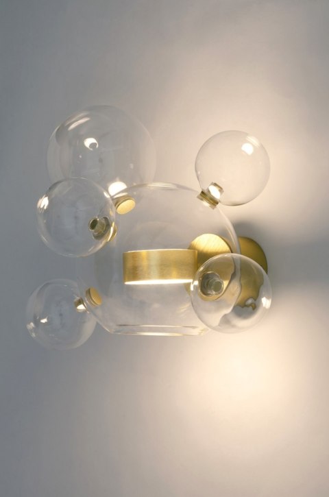 KINKIET, LAMPA ŚCIENNA LED AURELIA, SZKLANE KULE, ZŁOTY, ELEGANCKI, 2X7W