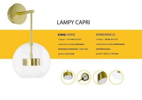 KINKIET, LAMPA ŚCIENNA LED AURELIA, SZKLANE KULE, ZŁOTY, ELEGANCKI, 2X7W