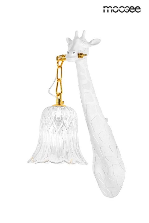 LAMPA ŚCIENNA KINKIET AUREO, BIAŁA ŻYRAFA, ZŁOTA, KRYSZTAŁY, MOOSEE, DESIGN