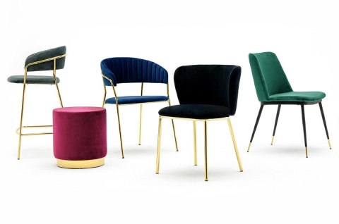 TAPICEROWANE NIEBIESKIE KRZESŁO GLAMOUR - VERONA, WELUROWE, DO SALONU, ZŁOTE TAPICEROWANE NIEBIESKIE KRZESŁO GLAMOUR - VERONA, WELUROWE, DO SALONU, ZŁOTE
