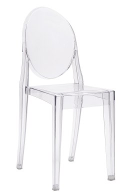 PRZEZROCZYSTE BIAŁE KRZESŁO DO JADALNI, ELEGANCKIE, NOWOCZESNE, GHOST