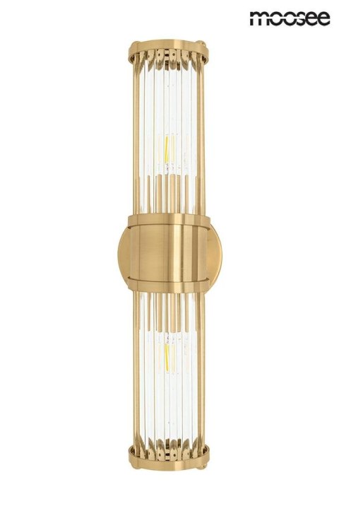 KINKIET LAMPA ŚCIENNA AURELIO, ZŁOTY, KRYSZTAŁOWY, GLAMOUR, SALON, 2XE14