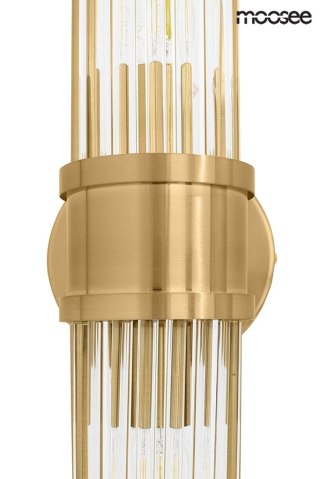 KINKIET LAMPA ŚCIENNA AURELIO, ZŁOTY, KRYSZTAŁOWY, GLAMOUR, SALON, 2XE14