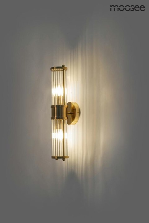 KINKIET LAMPA ŚCIENNA AURELIO, ZŁOTY, KRYSZTAŁOWY, GLAMOUR, SALON, 2XE14