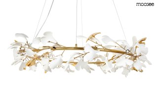 LAMPA WISZĄCA FIORINO ZŁOTA, 120CM, CERAMICZNE KWIATY, MOOSEE, 12XG9, SALON