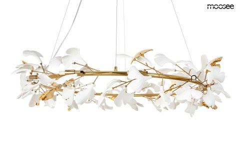 LAMPA WISZĄCA FIORINO ZŁOTA, 120CM, CERAMICZNE KWIATY, MOOSEE, 12XG9, SALON