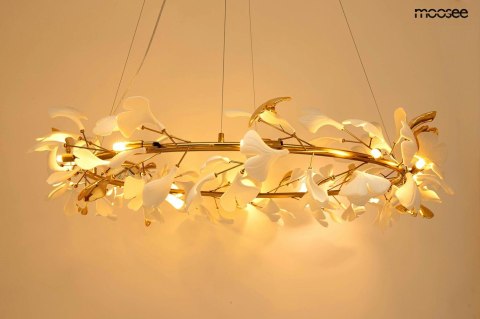 LAMPA WISZĄCA FIORINO ZŁOTA, 120CM, CERAMICZNE KWIATY, MOOSEE, 12XG9, SALON
